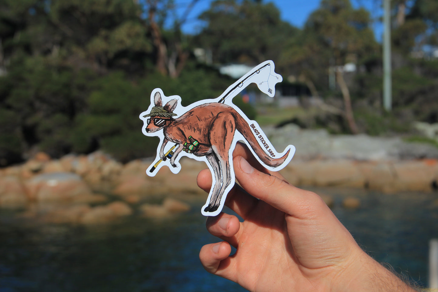 (Sticker 006) Kangaroo Fishing