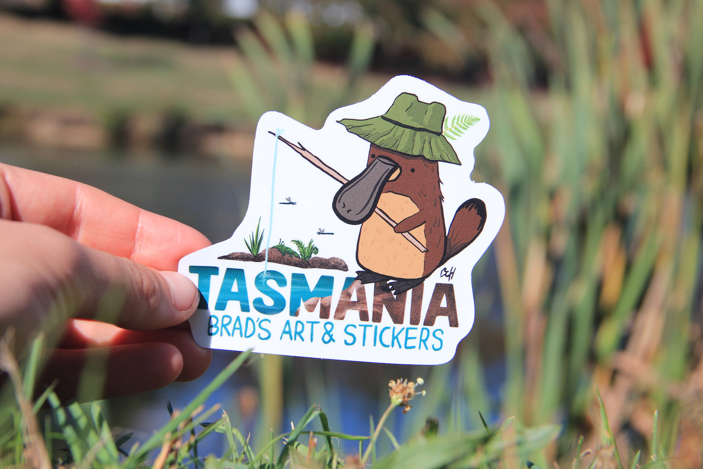 (Sticker 030) Platypus Fishing Tasmania