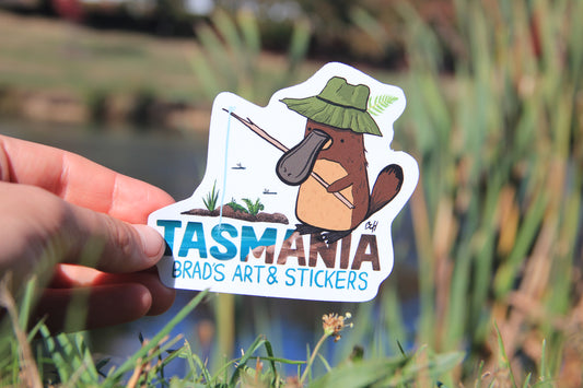 (Sticker 029) Platypus Fishing Tasmania